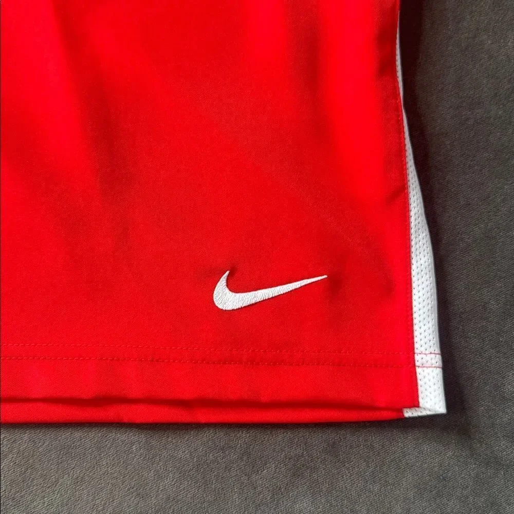 Mens Nike Dri-Fit Woven Venom Soccer Sport Shorts Red Drawstring Waist LARGE NWT